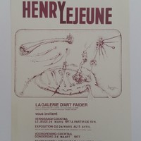 Affiche pour l'exposition Henry Lejeune, Galerie d'art Faider (Bruxelles), du 24 mars au 5 avril 1977